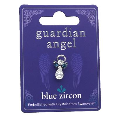Blue Zircon Guardian Angel Pin with Swarovski Crystal